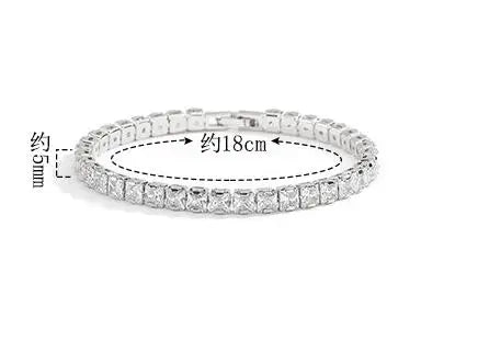 Solid Pure Silver 15/16/17/18/19/20/21 cm Tennis Bracelet Pave 3 mm Round Black Jet Zircon Elegant Real 925 Jewelry For Women