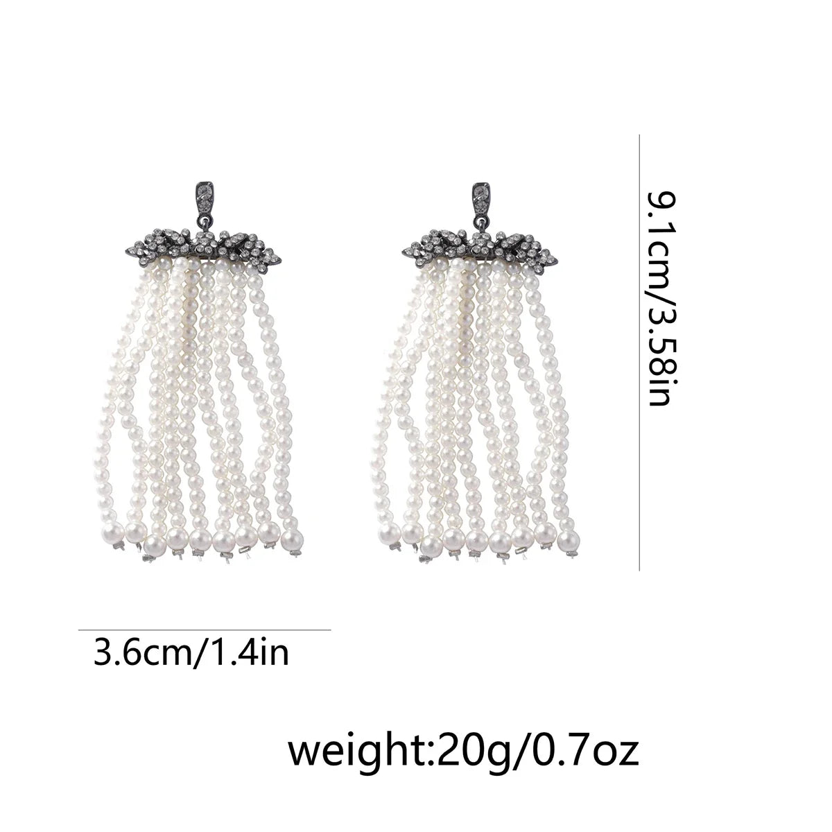 ZAA New Temperament Sweet Long Pearl Tassel Earrings