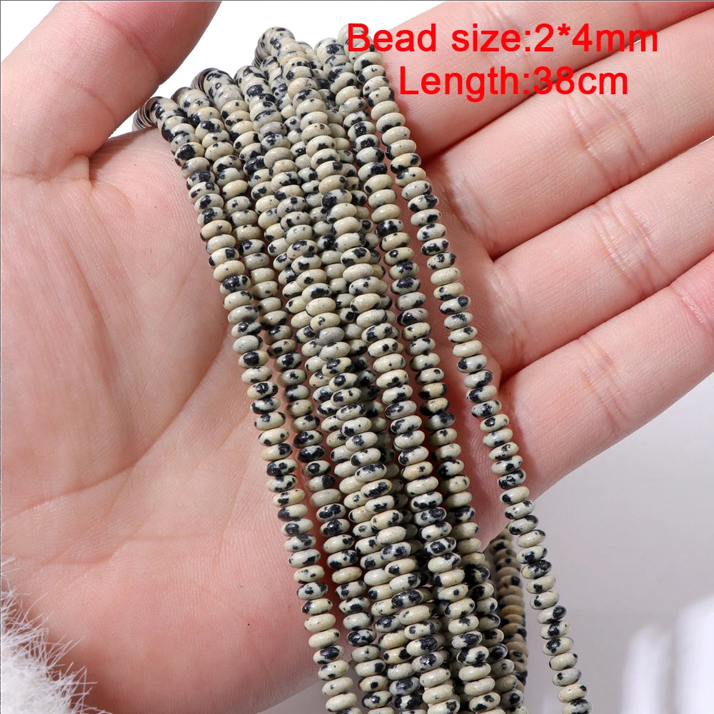 Natural Dalmation Jaspers Stone Bead Round Tube Square Shape Loose Beaded Fit Jewelry Making Accessories Diy Bracelets Necklace