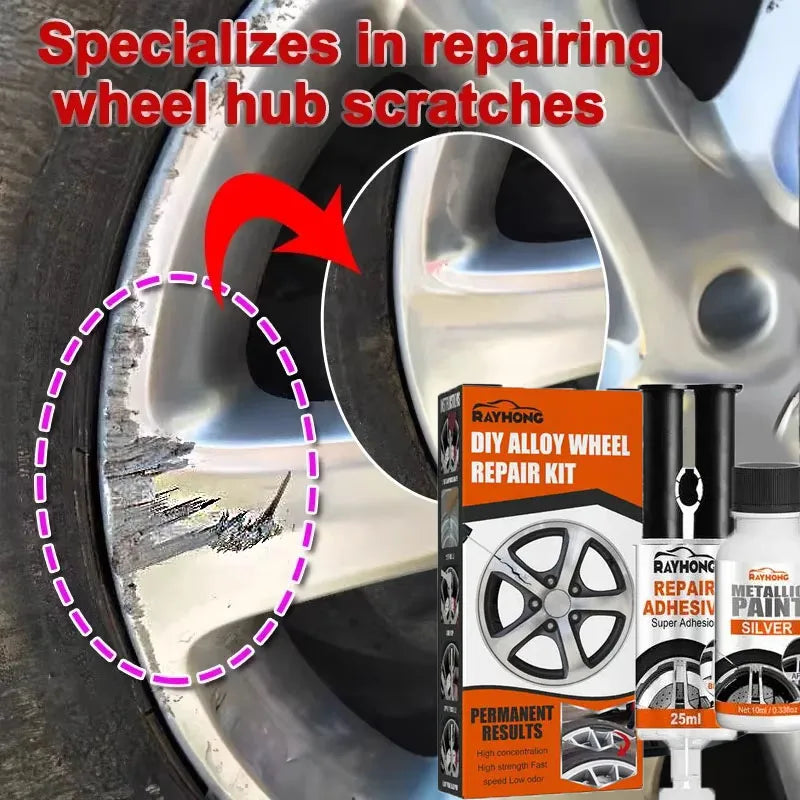 DIY Alloy Wheel Repair Kit Wheel Scratch Repair Kit Wheel Scratch Repair Kit For Damage To Alloy And Steel Wheels Auto Rim Dent - Madeinsea©