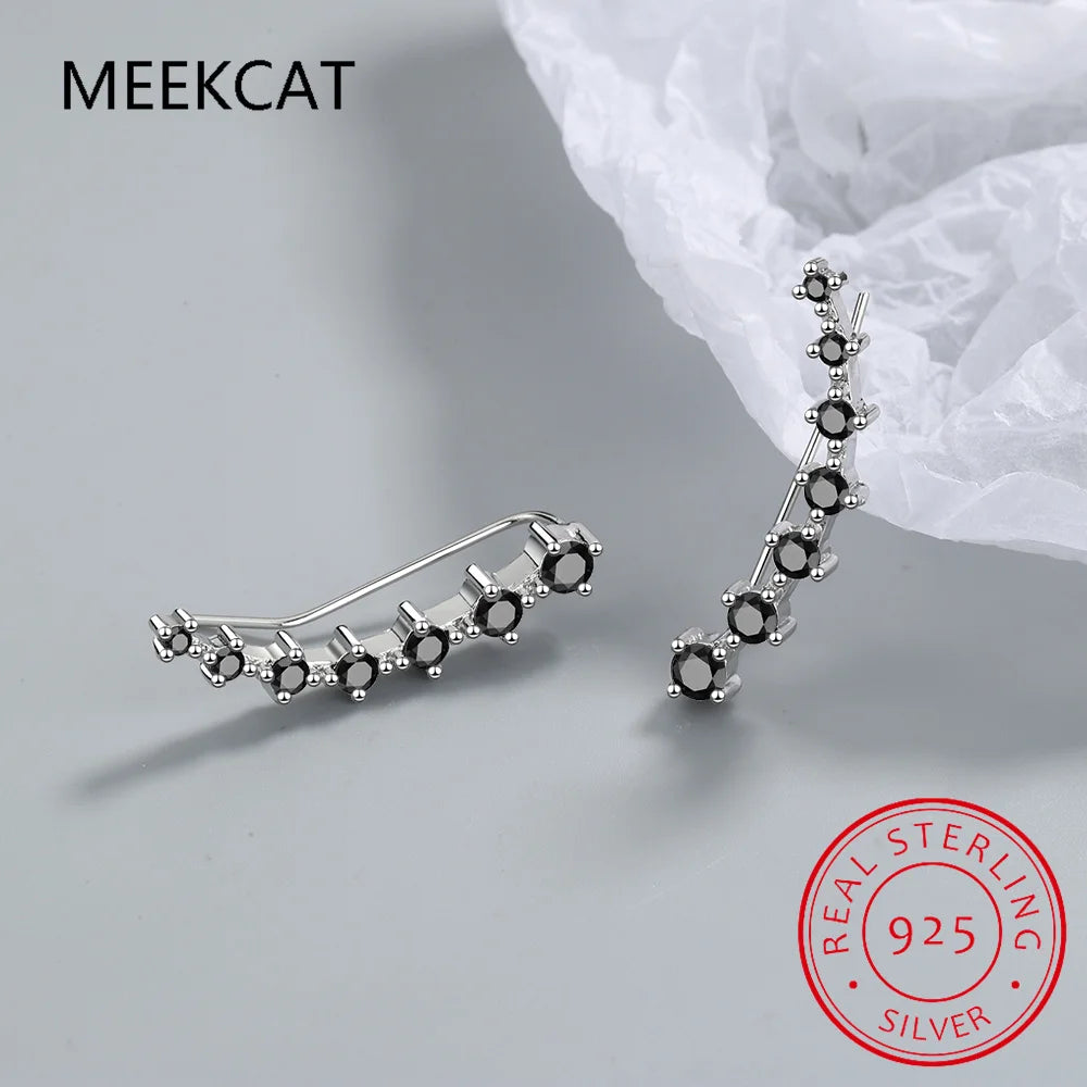 Moissanite Earring Long Line Ear Climber Stud Earrings For Women 925 Sterling Silver Ear Crawlers Studs Piercing Jewelry