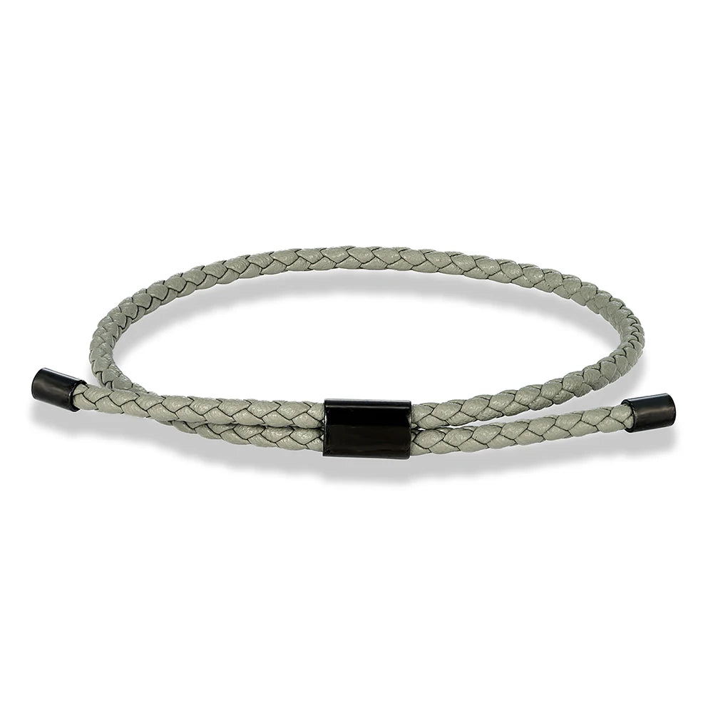MKENDN Luxury Classic Men Jewelry 3mm Orange Braided Leather Bracelet Simple Adjustable Charm Bracelet for Men Women Gifts