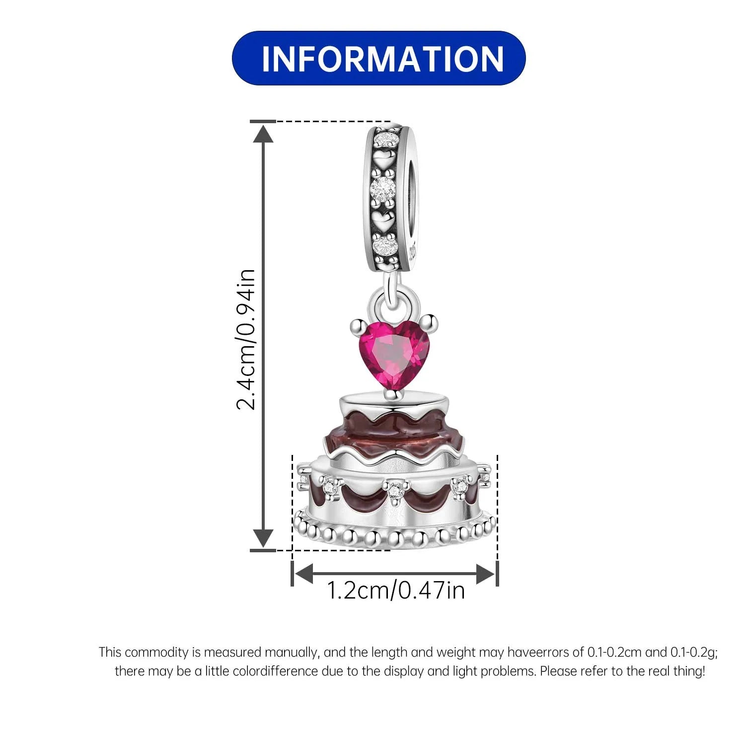 PANPOKI 925 Sterling Silver Chocolate Love Cake Pendant Beads Original Pendants Bracelet Charm Jewelry Party DIY Trendy Gift