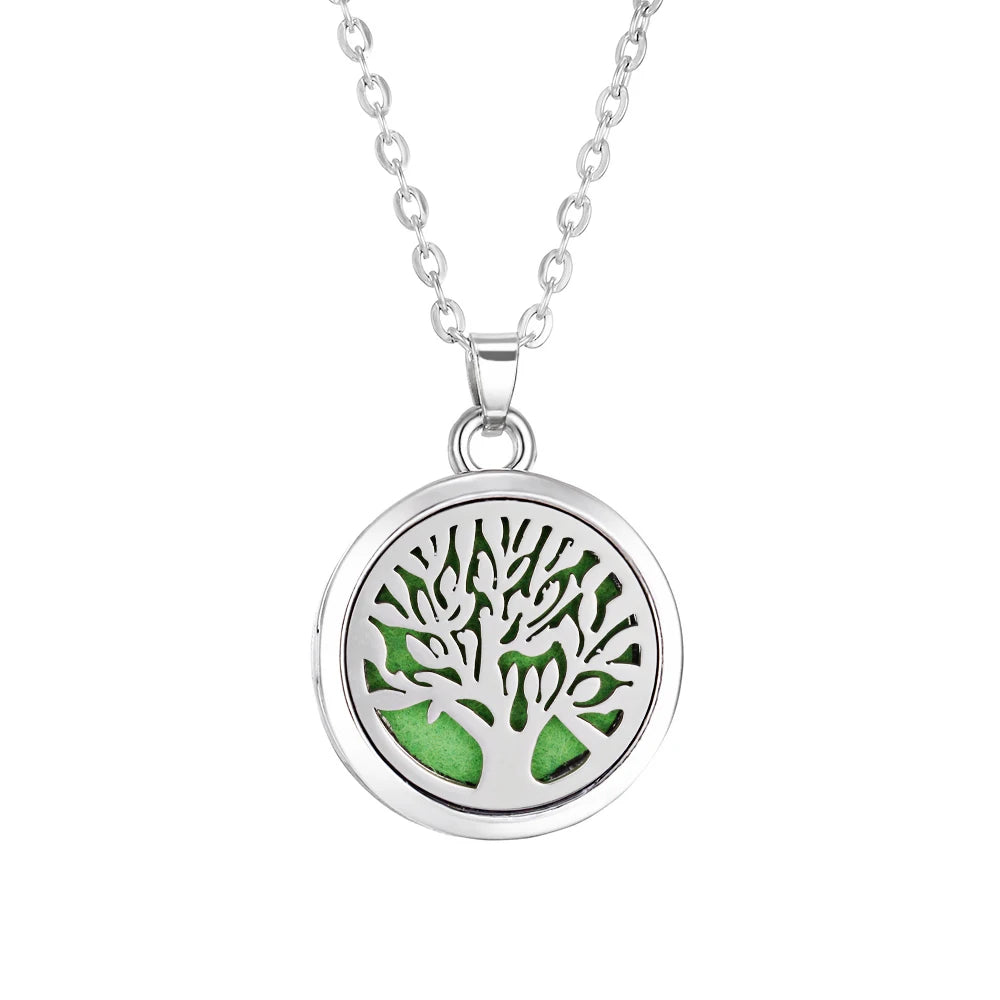 Tree of Life Aromatherapy Necklace Perfume Essential Oil Diffuser Alloy Stainless Steel  Locket Pendant Aroma Diffuser Necklace - Madeinsea©
