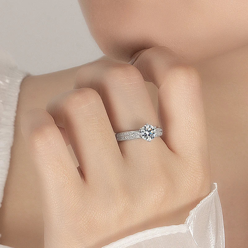 PERFANY 0.5-2CT Moissanite Ring for Women S925 Pure Silver Laboratory GRA Certified Diamond Wedding Luxury Jewelry - Madeinsea©
