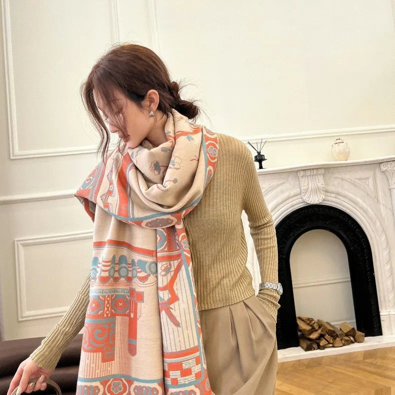 Print Cashmere Scarf Women Thick Warm Winter Blanket Brand Female Luxury Quality Shawl Wrap Bufanda 2025 Poncho Echarpe Pashmina