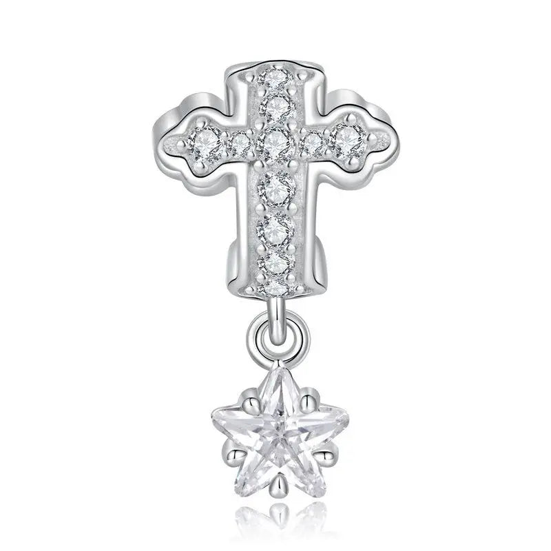 WOSTU 925 Sterling Silver Sunflower Silicone Spacer Beads Zircon Clip Charms Turtle Safty Chains Fit Original Bracelet Necklace