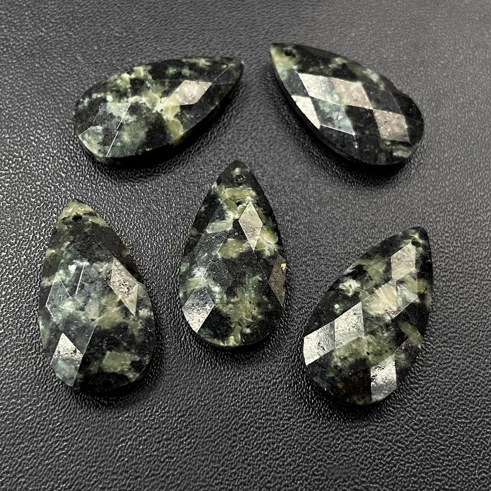 2PCS Natural Water Drop Stone Pendant 13X25mm Faceted Howlite Tiger Eye Amazonite Charms For Jewelry Making Necklace Earring DIY