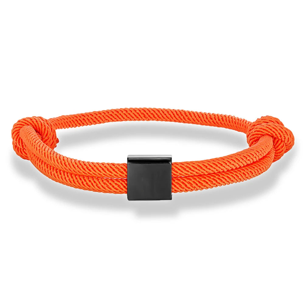 MKENDN Customize Stainless Steel Square ID Bracelets For Women Men Custom logo Name Engrave Text Adjustable Rope Bracelet Jewelr