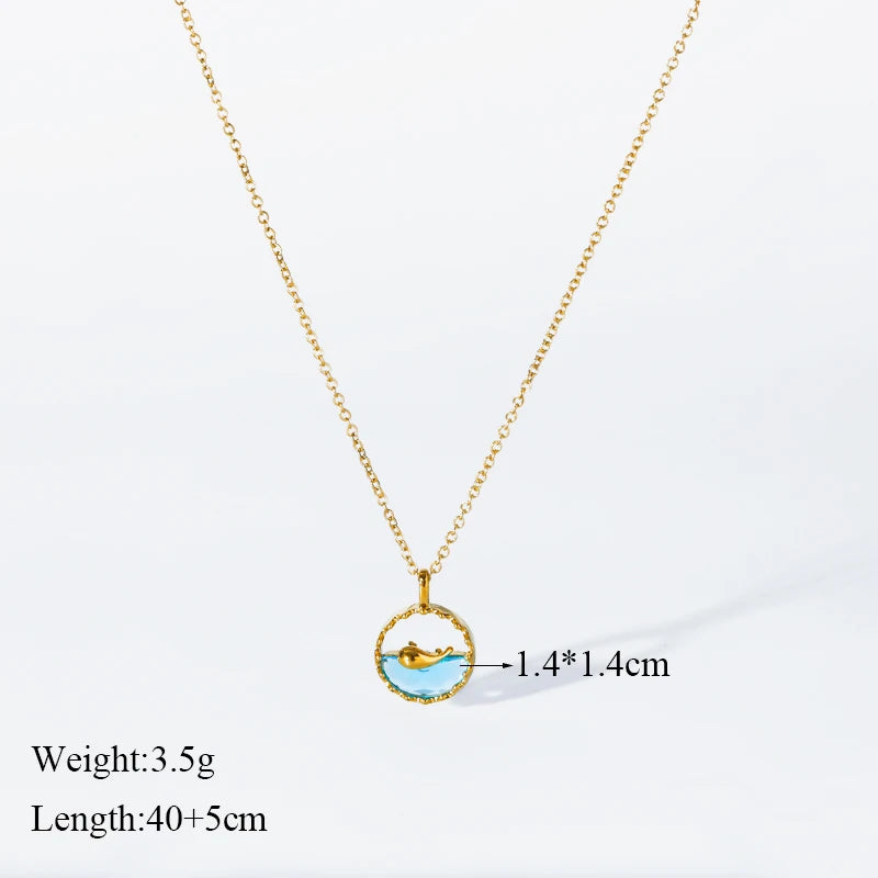 Stainless Steel Ocean Pendant Necklace