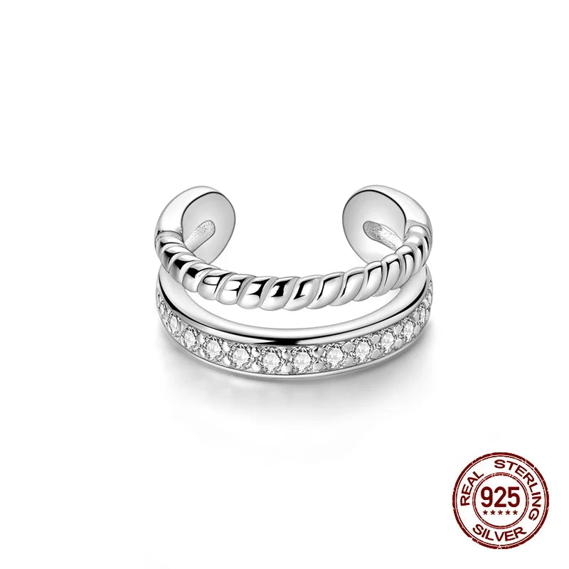 Fine 100% 925 Sterling Silver Zircon Ear Clip For Women Girls Non Piercing Fake Cartilage Clip Butterfly Earrings Jewelry Giift