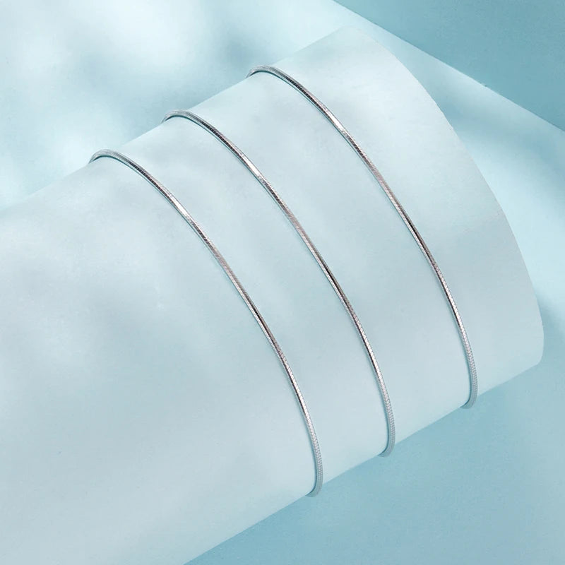 WOSTU Solid 925 Sterling Silver Snake Chain necklace For Women Basic s925 silver Round Snake Chain links Choker 40cm 45cm 50cm