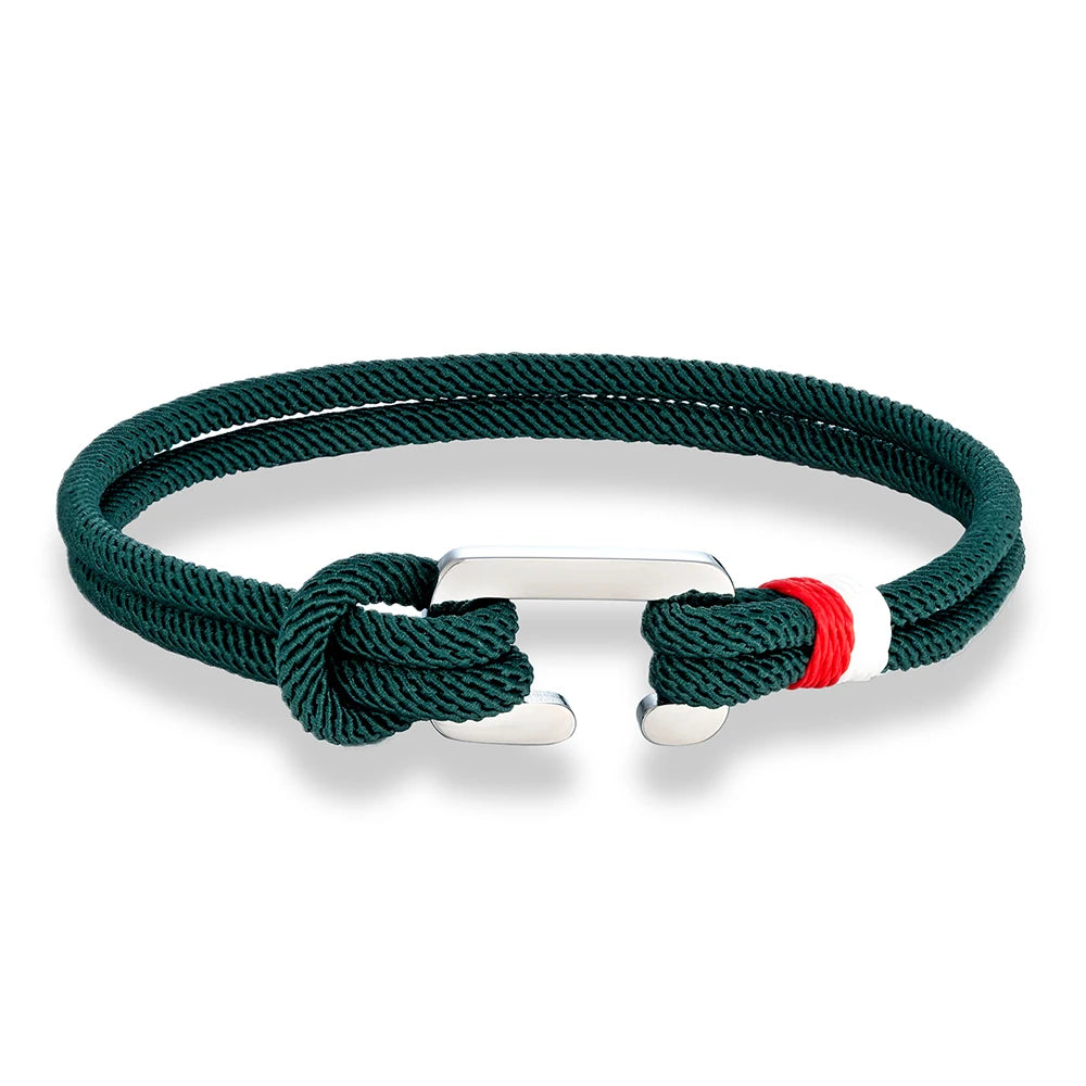 MKENDN Simple Style Braided Nylon Rope Bracelet Stainless Steel Mini C Clasp Survival Bracelet for Men Women Couple Boho Gifts