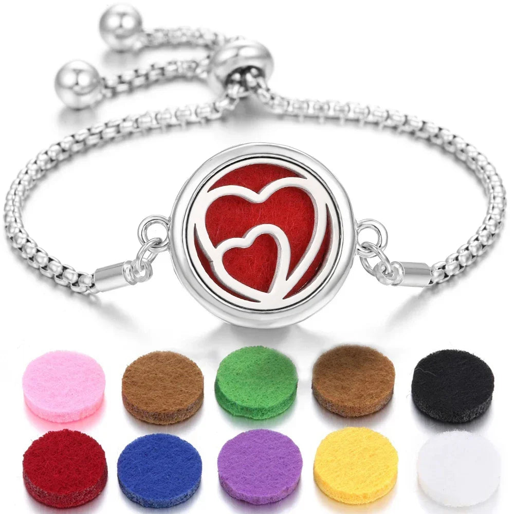 New Aromatherapy Diffuser Bracelet Essential Oil Diffuser Bracelet Alloy Stainless Steel Perfume Aroma Locket Bracelet for Women