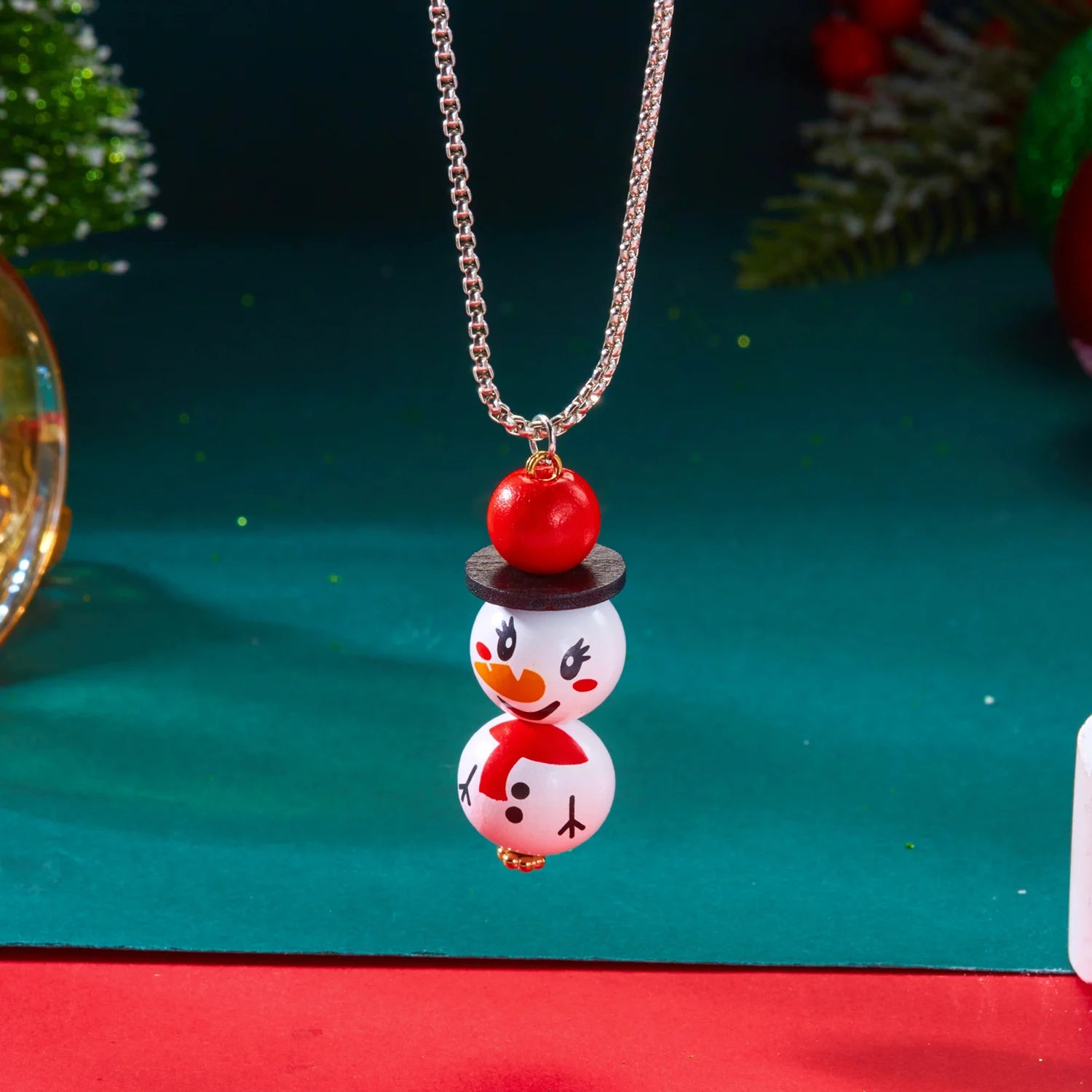 Trendy Christmas Necklace for Women Girls Cartoon Santa Claus Snowman Pendant Long Sweater Chain Choker Party New Year Gifts