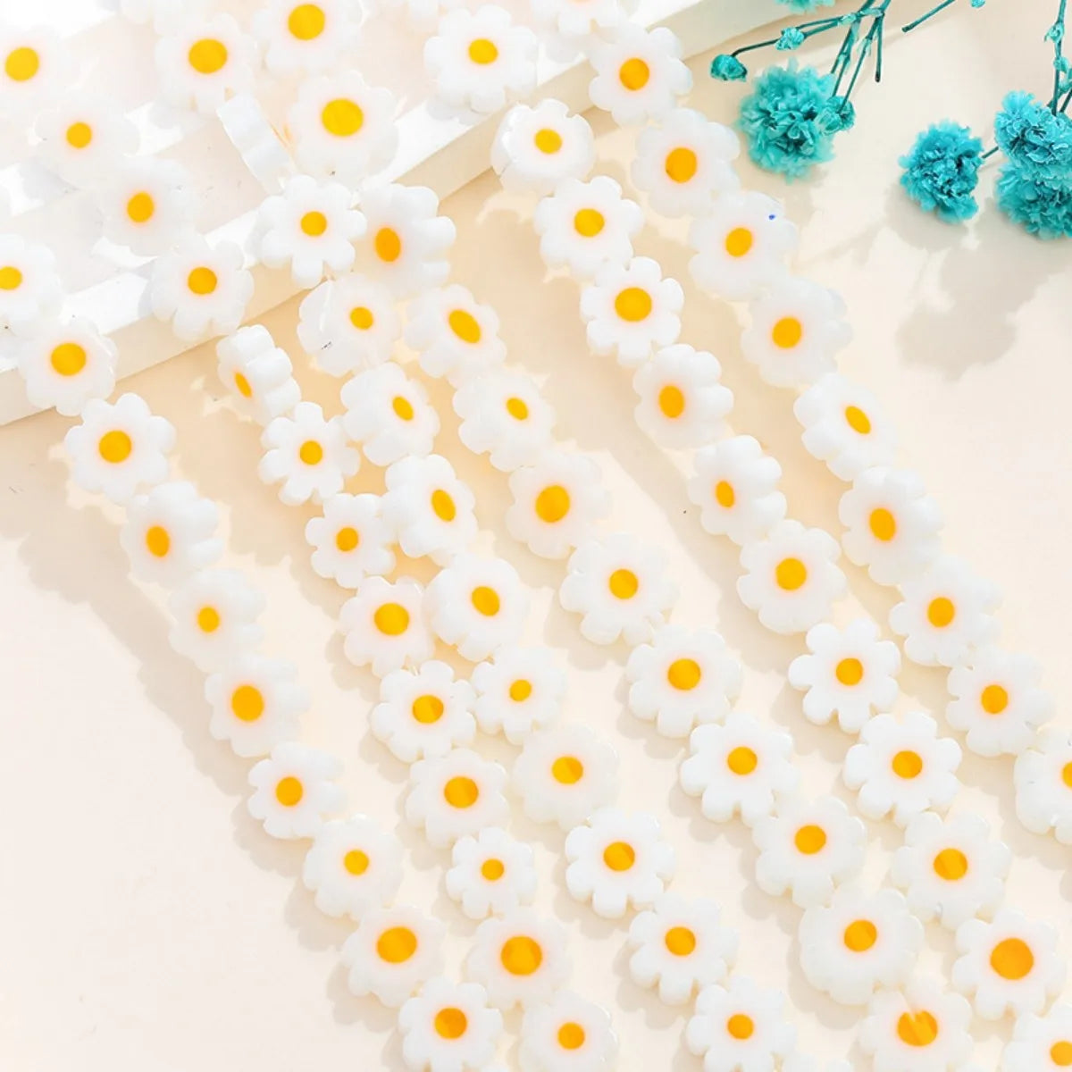 4-8mm Flower Lampwork Glass Flat Beads Daisy Spacer Loose Beads For Jewelry Making DIY Bracelet Crafts Handmade Accessories
