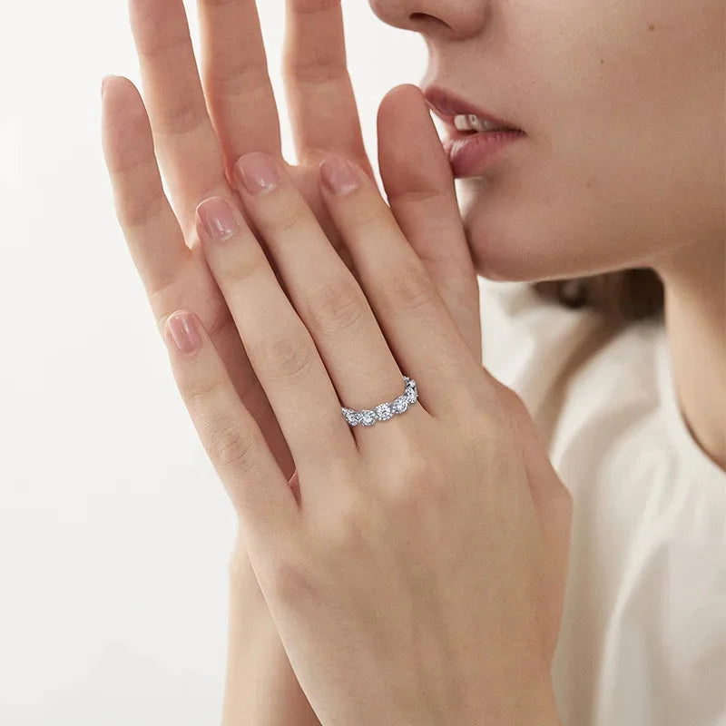 Serenity 4mm D Color Moissanite Rings for Women Men 100% S925 Sterling Silver Plated 18K Lab Diamond Row Rings Fine Jewelry GRA - Madeinsea©