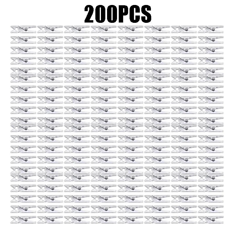 100-400PCS 25mm Clothes Photo Paper Peg Pin Clothespin Craft Clips Party Mini Spring Clear Transparent Clips Home Decoration