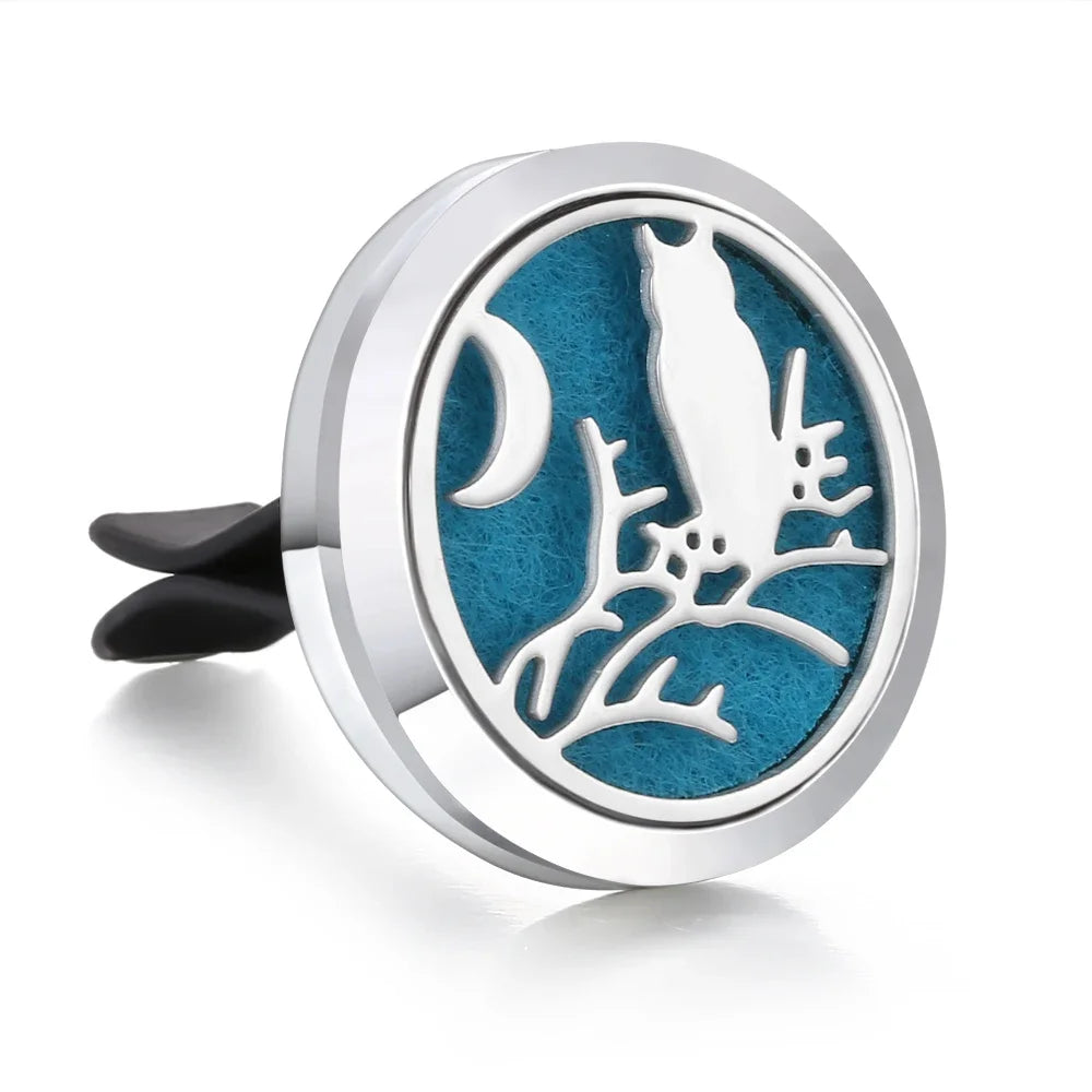 New Aromatherapy Car Perfume Diffuser Stainless Steel 30mm Magnetic Aroma Diffuser Locket Car Air Freshener Vent Clip + 1pcs Pad