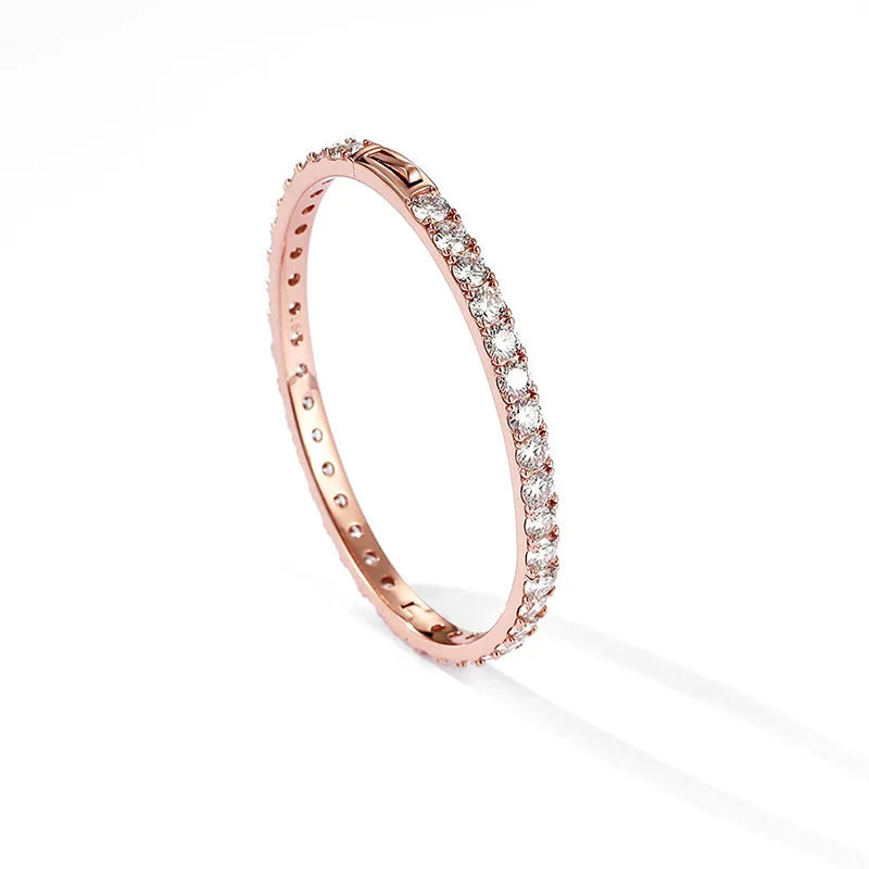 Serenity 4mm D Color Moissanite Bangle For Women S925 Sterling Silver Sparkling Hand Bracelet Plated 18K White Gold Fine Jewelry