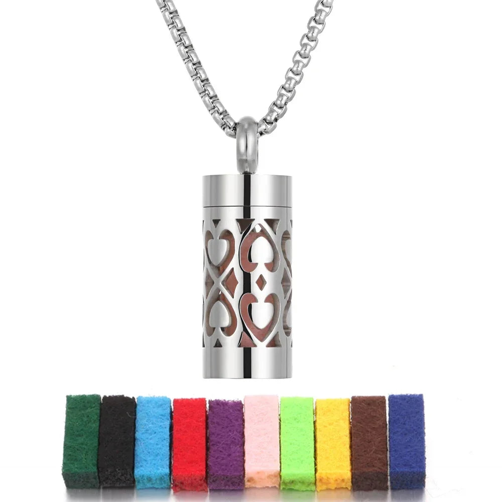 New Stainless Steel Aromatherapy Jewelry Necklaces Perfume Essential Oil Diffuser Pendant Necklace Flower Locket Aroma Necklaces