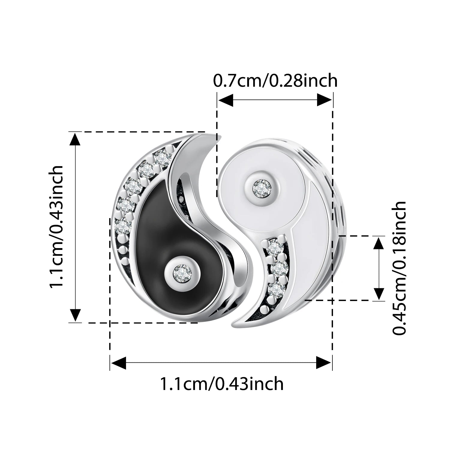 BAMOER 925 Sterling Silver Two-tone Pendant Detachable Taiji-Bagua Beads for Women Necklace DIY Guarding Jewelry Accessories