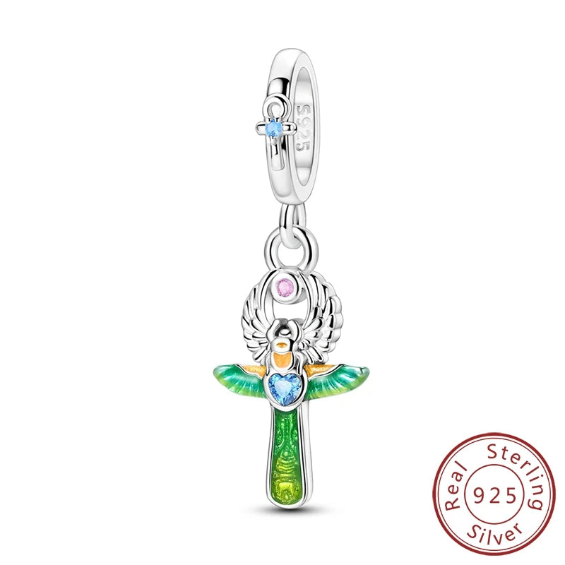 100% 925 Sterling Silver Charms Beads Bible Zircon Cross Jesus Both Hands Pray Fit 925 Original Bracelets Fine DIY Party Jewelry