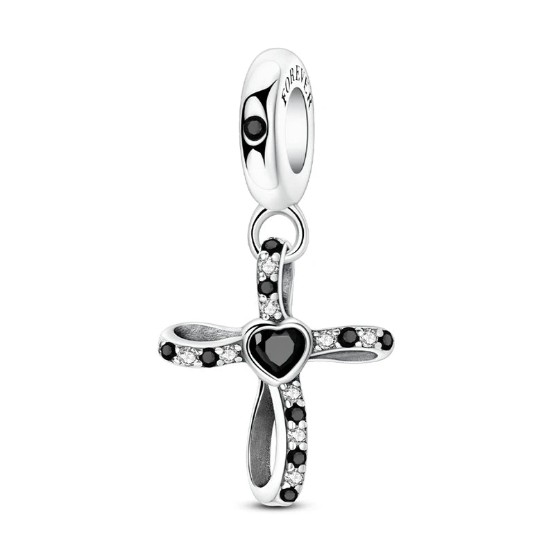 Classic 925 Sterling Silver Crown Skull Beads & Rose Pistol Dangle Charm Fits Bracelet Exquisite Necklace Jewelry Gifts