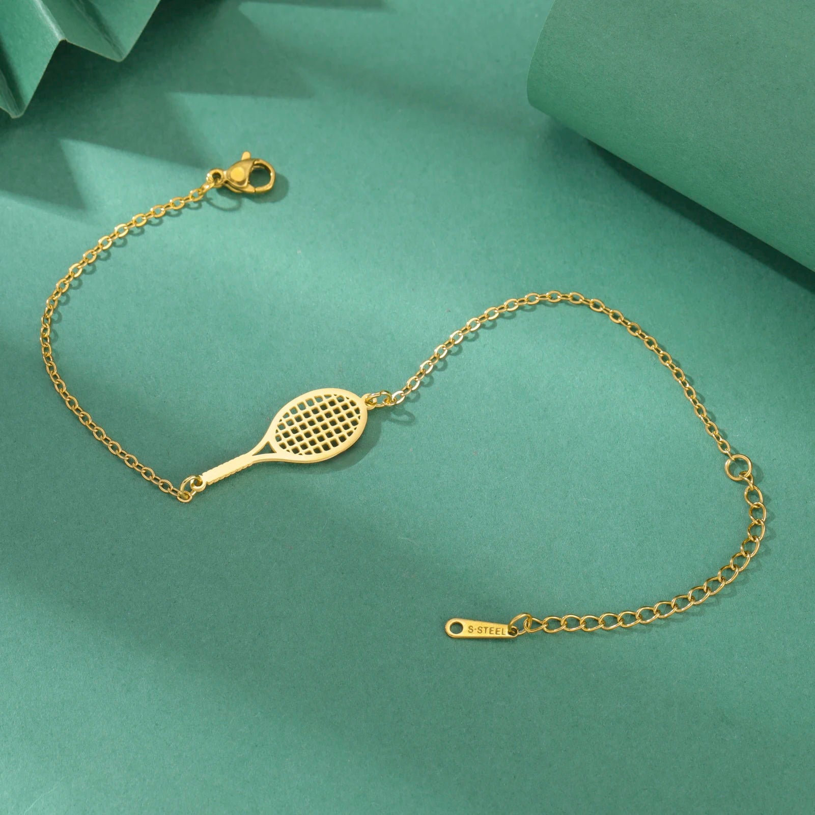 HIPEE Tennis Racket Pendant Bracelet For Women Men Stainless Steel Sport Cuff Charms Bracelets Girls Summer Jewelry Gifts