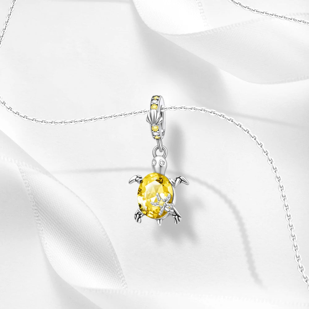 Original 925 Sterling Silver Murano Glass Sea Turtle Dangle Charm Fit Pandora Bracelet Niche Fashion Couple Commemorative Gifts