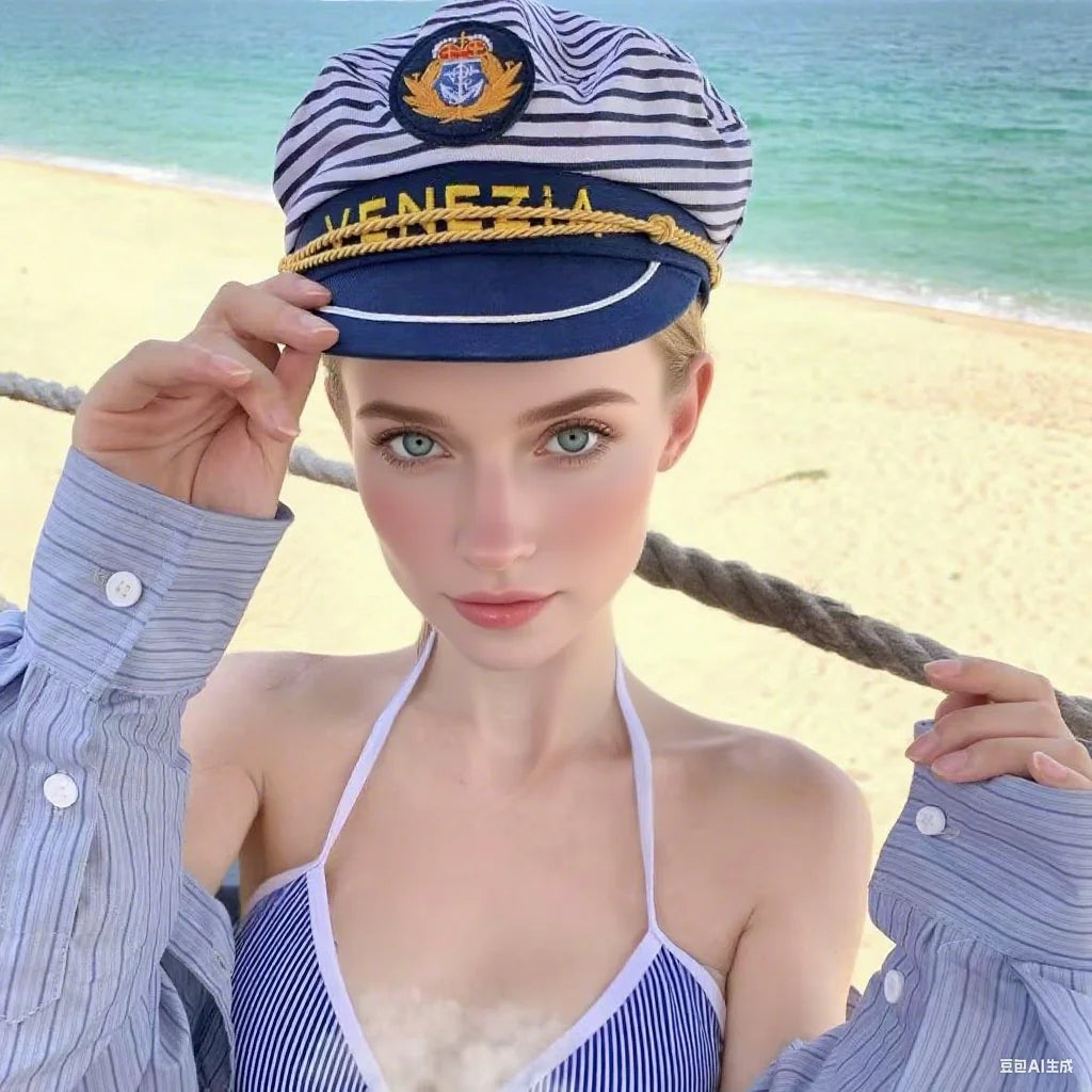 Navy hat with anchor badge, four different colors, Captain letter, fashion, for cruise parties, bachelorette party, cosplay