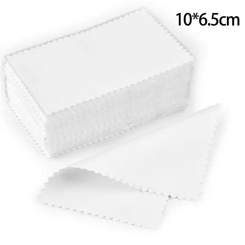 10*6.5cm/8*8cm 50pcs Silver Clean Polishing Cloth Soft Clean Wipe Wiping Cloth For Necklaces Rings Jewelry Clean Tool