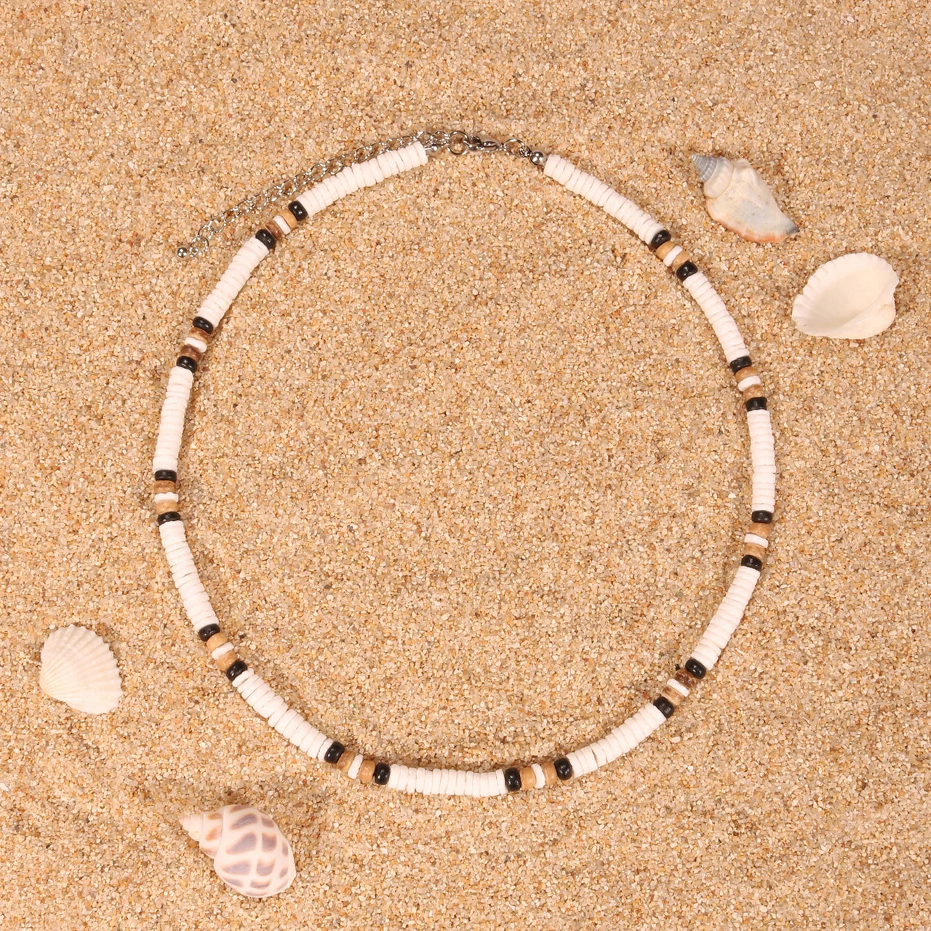 1PC Fashion Summer Beach Bohemia Natural White Shell Beads Necklace for Man Women Surfer Necklace Man Jewelry