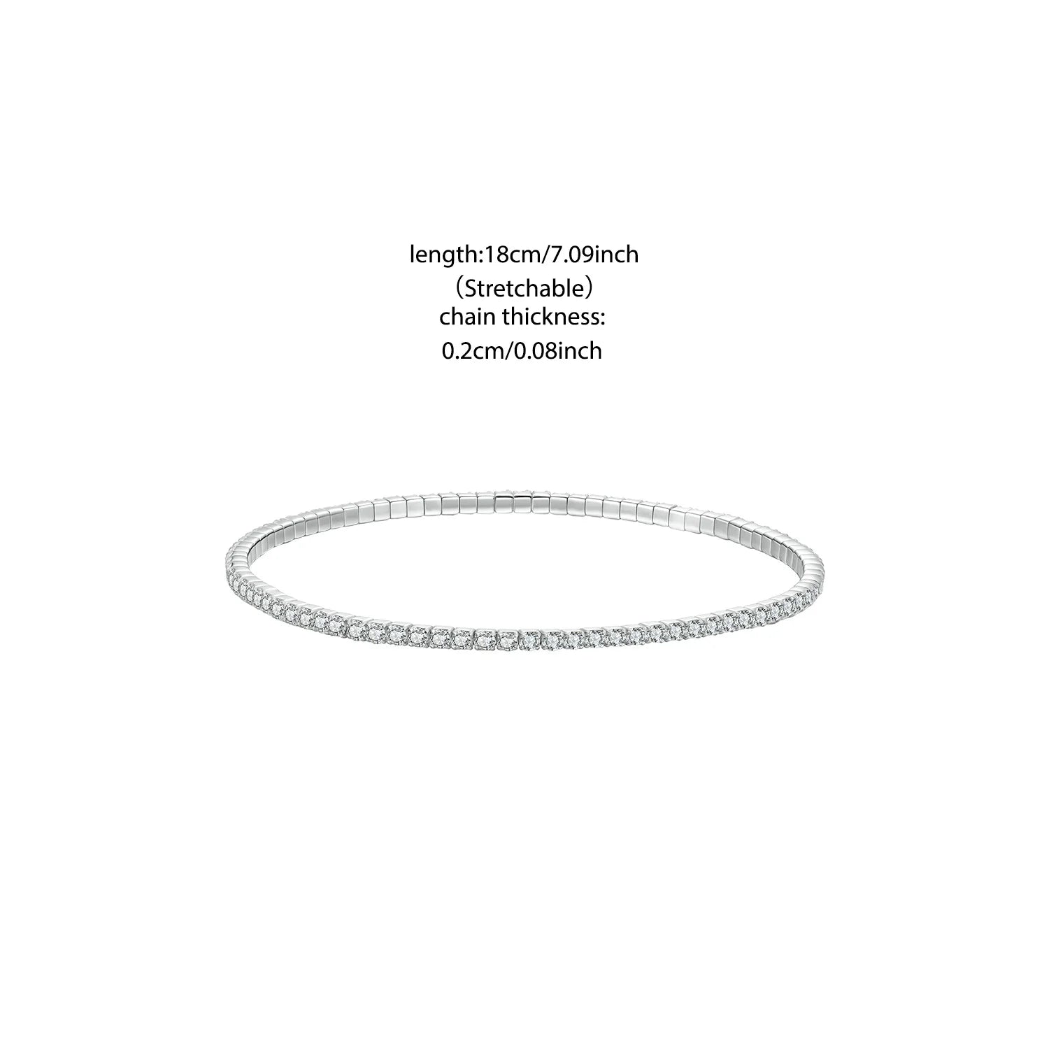BAMOER Luxus-Tennisarmband aus 925er Sterlingsilber mit Pavé-Fassung, dehnbar, mit runden Zirkonia-Steinen, klassisches Geschenk für Damen zur Hochzeit