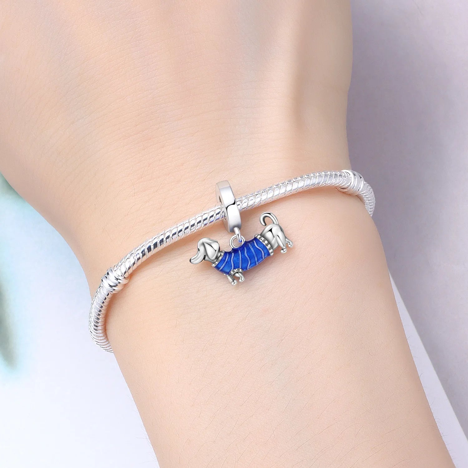 PANPOKI 925 Sterling Silver Sausage Dog Animal Beads Original Pendants Bracelet Charm Jewelry Party DIY Trendy Gifts