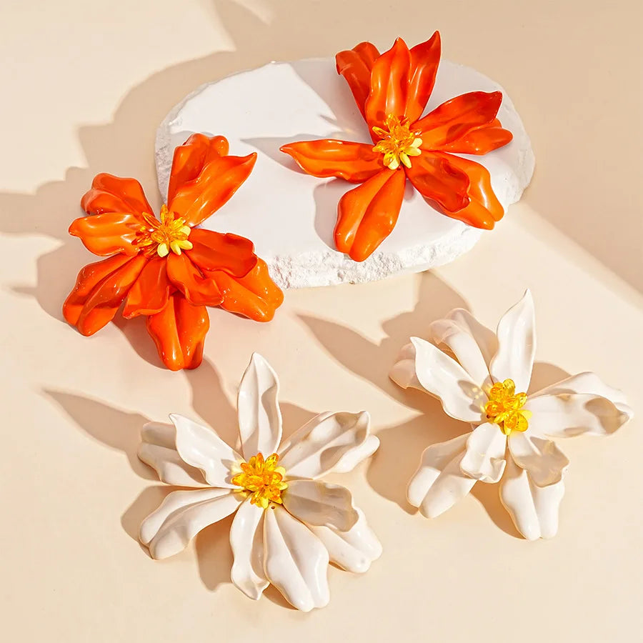 2025 New Vacation Acrylic Glass Flower Petals Silver Needle Earrings