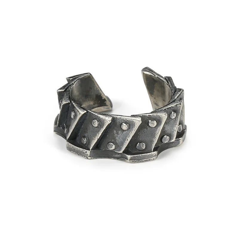 Bague rétro cyberpunk pour homme, style armure, style punk gothique antique, ajustable, accessoire rock/motard fait main, bijou cadeau pour homme