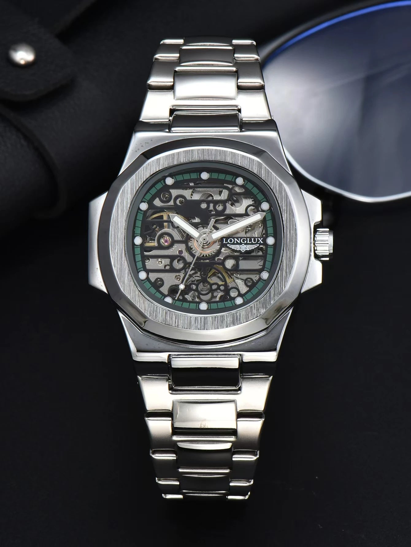 LONGLUX automatic watch wholesale mechanical watches stainless steel skeleton waterproof men's luxury watch men gift