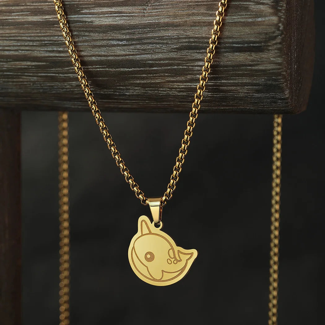Kinitial New Trendy Kawaii Narwhal Rubber Pendant Necklace For Men Cute Animal Necklace Chain Accessory Party Jewelry