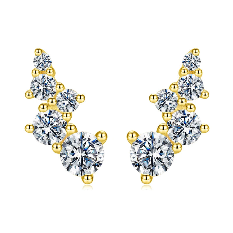 Boucles d'oreilles BAMOER en argent sterling 925 et moissanite, style géométrique, pour femme, bijoux constellation, cadeau d'anniversaire