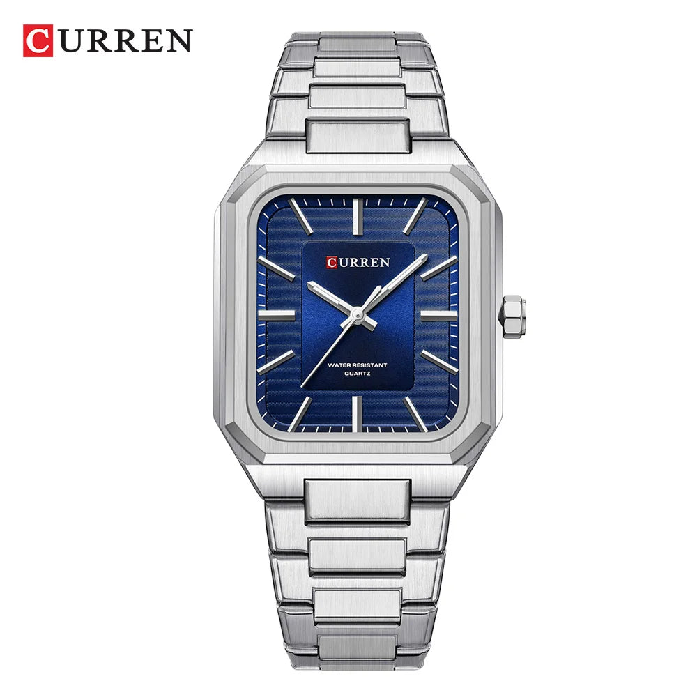 CURREN NEW Rectangular Business Watches for Men 2023 Fashion Brand Quartz Stainless Steel Band Wristwatch Male Clock 8457