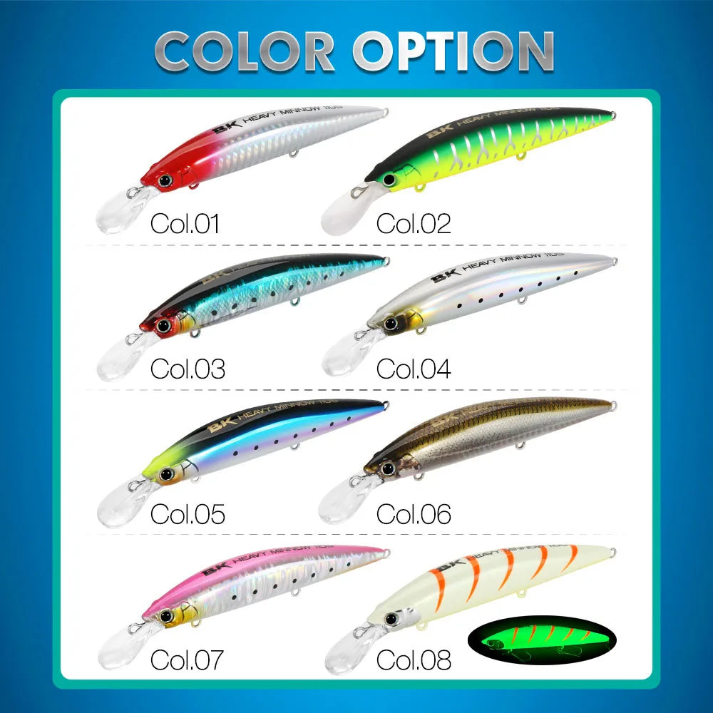 FSTK New Heavy Sinking Minnow 110S 37g 90S 28g 70S 16g Saltwater Long Casting Distance Fishing lures Sea Artificial Bait