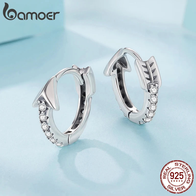 BAMOER Retro-Ohrringe mit Pfeilmotiv aus 925er Sterlingsilber für Damen, oxidierte Zirkonia-Ohrringe, originelles Schmuckgeschenk