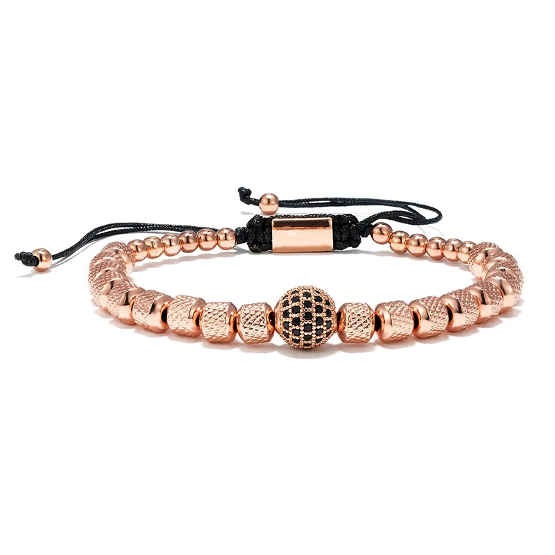 MKENDN Classic Charm Micro Pave CZ 8mm Ball Men Bracelets Stainless Steel Couple Unfade Handmade Jewelry Gift