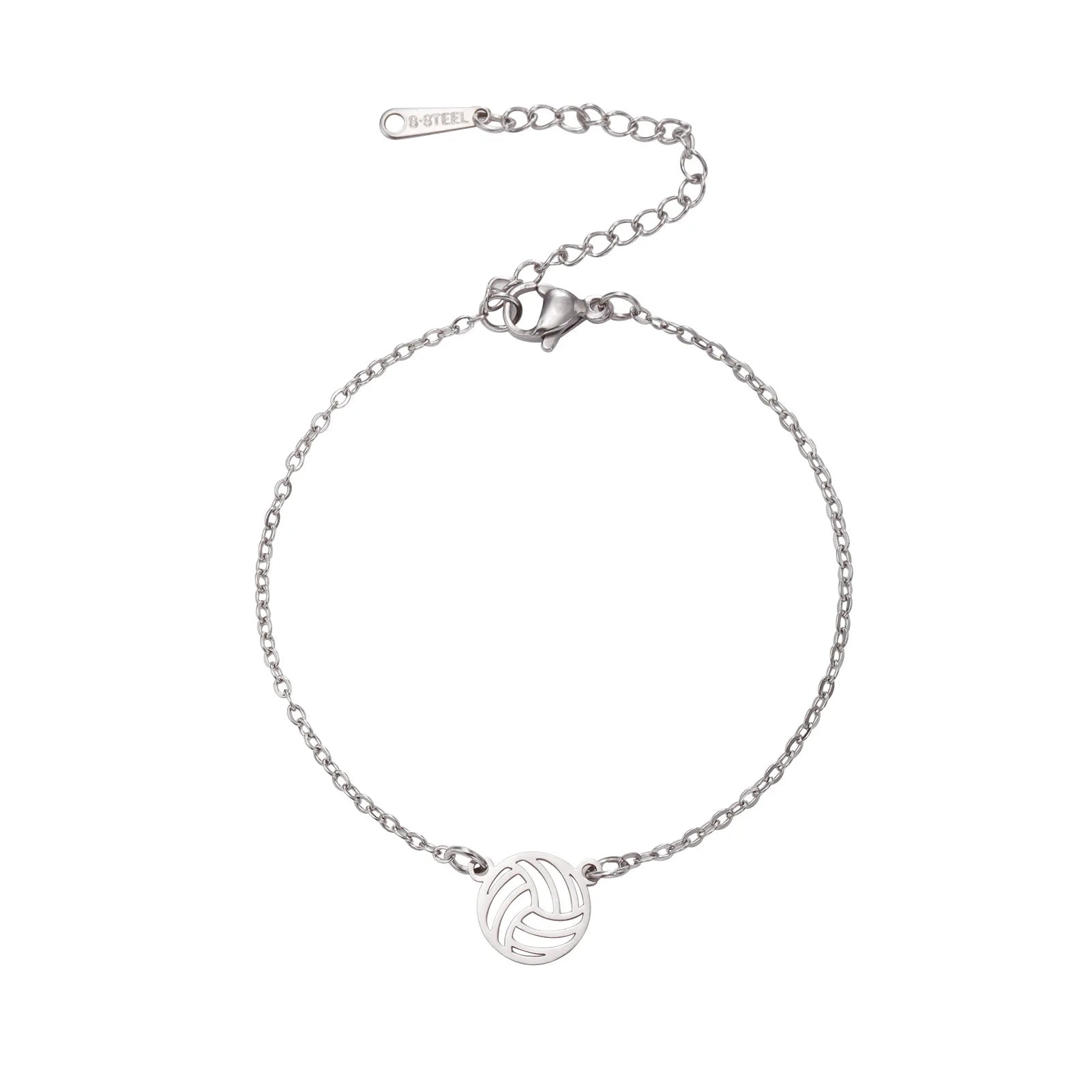 HIPEE Fashionable Beach Volleyball Pendant Bracelet for Woman Man Stainless Steel Beach Volleyball Charm Bracelets Sport Jewelry