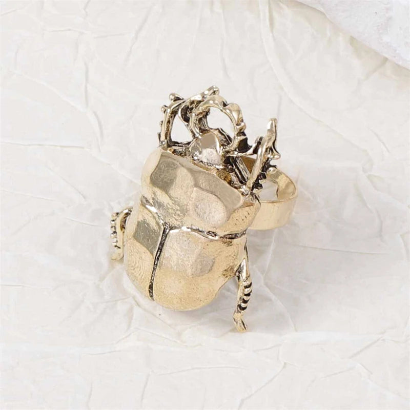 Retro Insect Opening Ring For Women Animal Beetle Cicada Punk Hip-hop Adjustable Finger Ring Trend Daily Party Jewelry Accessory - Madeinsea©