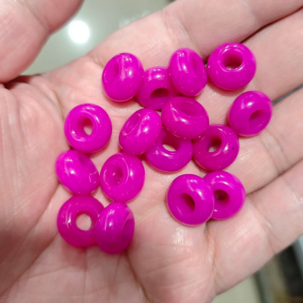 5PCS Natural Big Hole Round Abacus Bead 14mm Opal Tiger Eye Jade Hollow Stone Pendant For Jewelry Making Necklace Earrings DIY