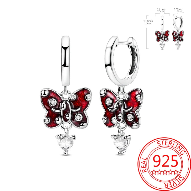 Pink Series 925 Sterling Silver Romantic Flower Butterfly Unicorn Tulip Geometry Earrings Boutique Fine Jewelry Gifts for Women