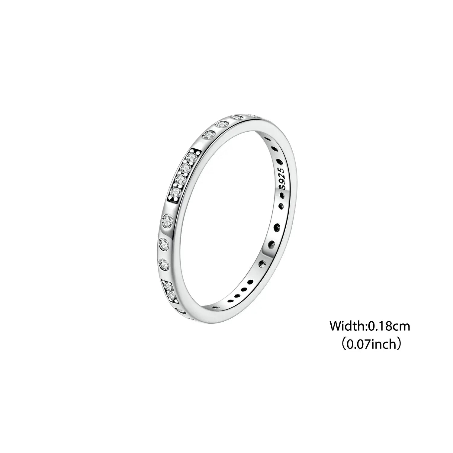 BISAER 925 Sterling Silver ‘I Love You’ Morse Code Ring Tiny Stackable Eternity Band for Women Wedding Fine Jewelry ECR1157