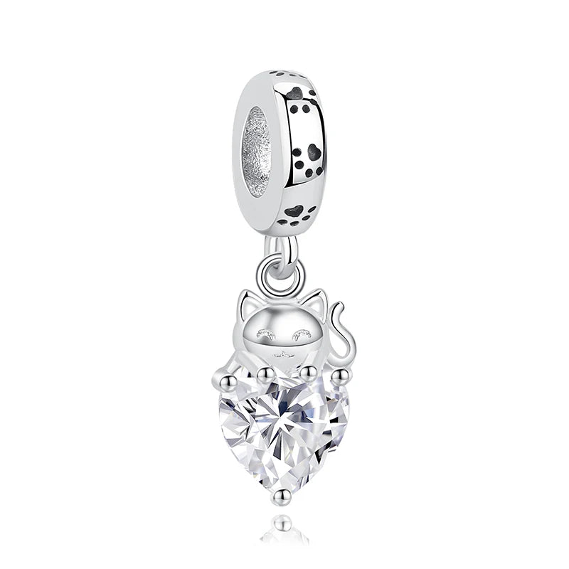 Original 925 Sterling Silver Charms Love Pets Dog Cat Paw Print Pendant Beads Fit Brand Bracelets Necklaces Women DIY Jewelry - Madeinsea©